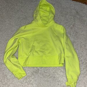 lululemon loungeful cropped hoodie electric lemon size 4